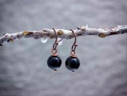 R. M. ékszer Arany obszidián lógós réz drót fülbevaló 8mm (18758RM)