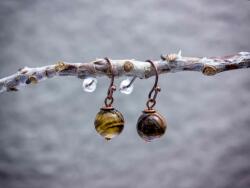 R. M. ékszer Tigrisszem lógós réz drót fülbevaló 8mm (18752RM)