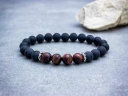 R. M. ékszer Matt ónix és macskaszem ásvány karkötő (4109-RM-17)