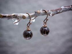 R. M. ékszer Füstkvarc lógós réz drót fülbevaló 8mm (18739RM)