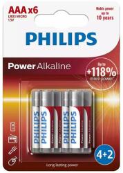 Philips Baterii POWER alkaline AAA LR3 blister 6buc PHILIPS (PH-LR03P6BP/1) - habo