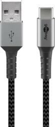 Goobay Cablu USB type C la USB-A 2.0 0.5m invelis textil cu conector metal 3A 60W 49295 Goobay (49295)