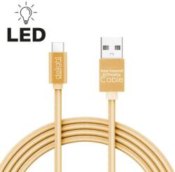 Delight Cablu de date si incarcare USB Type C cu lumina LED auriu 1m Delight (55442C-G) - habo