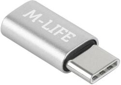 M-Life Adaptor micro USB mama-tata USB Type C argintiu M-LIFE (ML0850S) - habo