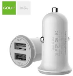 GOLF Alimentator Incarcator auto 3.4A 12-24V la 2x USB 2x 2.4A maxim 3.4A alb GF-C6 blister Golf (GF-C6) - habo