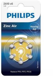 Philips Baterii auditive ZA10 1.4V ZINC AIR blister 6buc PHILIPS (PH-ZA10B6A/00) - habo Baterii de unica folosinta