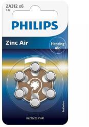 Philips Baterii auditive ZA132 1.4V ZINC AIR blister 6buc PHILIPS (PH-ZA312B6A/0) - habo Baterii de unica folosinta