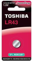 Toshiba Baterie TOSHIBA LR43 1.5V alcalina Blister 1buc echivalent 186 GP186 V12GA AG12 L1142 (LR43 BP-1C) - habo Baterii de unica folosinta