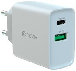 DEVIA Adaptor priza alb 1x USB type C PD + 1x USB QC3.0 3A 20W Devia C23A (RLC-510-WH)