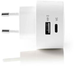 Nedis Alimentator USB 220V 2 iesiri 2.4A USB A si 3A USB Type C alb NEDIS (WCHAC340AWT)
