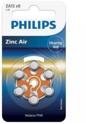 Philips Baterii auditive ZA13 ZINC AIR blister 6buc PHILIPS (PH-ZA13B6A/00) - habo Baterii de unica folosinta