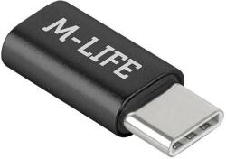 M-Life Adaptor micro USB mama - USB Type C tata negru M-LIFE (ML0850B) - habo