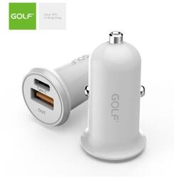 GOLF Alimentator incarcator auto 12-24V la 1x USB QC +1x 3A FastCharge USB Type C PD alb GF-C7 Golf (GF-C7) - habo