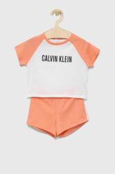 Calvin Klein Underwear gyerek pamut pizsama narancssárga, mintás - narancssárga 140-152
