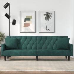 vidaXL Canapea extensibilă cu cotiere, verde închis, catifea (351946) Canapea