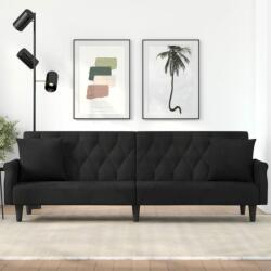 vidaXL Canapea extensibilă cu cotiere, negru, catifea (351948) Canapea