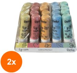 Delia Cosmetics Set 2 x Balsam de Buze Protector Delia Protective Display Mixt, 20 Bucati/Set