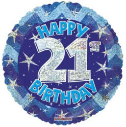 Conver 21. Évszámos lufi, hologramos kék fólia, happy b