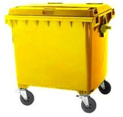  1100 L-es nagyméretű hulladékgyűjtő lapos tetejű konténer (sárga) (07_0013-4_szemetes)