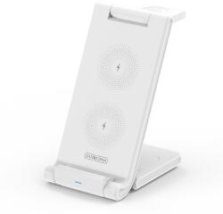 DUZZONA Incarcator wireless 3 in 1 compatibil cu iPhone AirPods Apple Watch, 15 W, Type-C, pliabil, Duzzona W10-A, alb