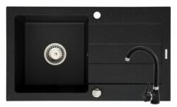 Pyramis Set chiuveta granit Sparta 1B 1D & Baterie Bello - BLACK Pyramis 070000101B (070000101B)