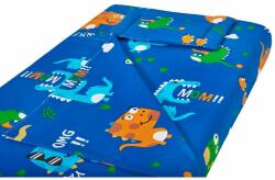 Somnart Lenjerie patut bebe, SomnART, cearceaf pat 60x120x10 cu elastic, cearceaf pilota 80x110, perna joasa 20x35, Dinozauri (SET.LENJ.1P.80X110.04)