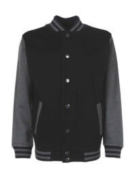 FDM Gyerek Kabát Hosszú ujjú FDM Junior Varsity Jacket -3-4 (104), Fekete/szénszürke