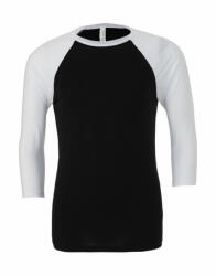 Bella Canvas Uniszex 3/4-es ujjú póló Bella Canvas Unisex 3/4 Sleeve Baseball T-Shirt S, Fekete/Fehér