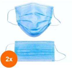 Global Treat Set 2 x Masca Faciala de Unica Folosinta, 50 Bucati, 3 Straturi, 3 Pliuri, 17.50 x 9.50 cm (GUJ-2xMASK1/50)
