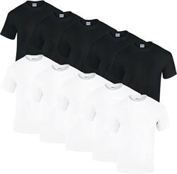 Gildan 10 db-os csomagban Gildan kereknyakú pamut póló, fehér-fekete-S (GI5000wh-bl-S)