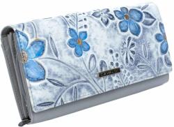 Női bőr pénztárca kék virágos Cavaldi PN20-FL