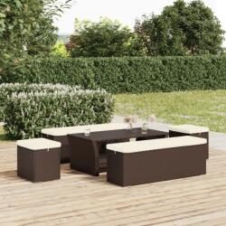 vidaXL Taburete cu perne, 2 buc, maro, 40x30x40 cm, poliratan (319395) Canapea