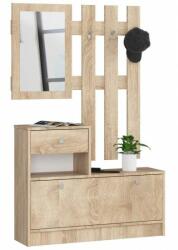 Artool Set mobilier hol- placa laminata- cu pantofar- cuier- oglinda- stejar- 90x25x70/100 cm (166868-AK)