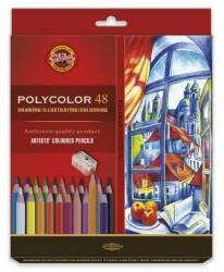 KOH-I-NOOR Set 48 Creioane Colorate Polycolor + Ascutitoare + 2 Creioane Grafit (KH-K3836-48)