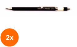 KOH-I-NOOR Set 2 x Creion Mecanic Metalic, Negru pentru Grafit, 2 mm (HOK-2xKH-K5900C)
