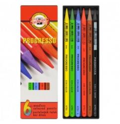 KOH-I-NOOR Creioane Colorate fara Lemn, Progresso, 6 Culori (KH-K8755-6)
