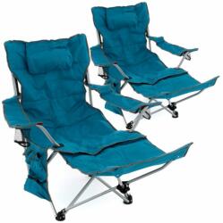 divero Set de 2 scaune de camping cu suport de picioare, albastru (ZGC34394_SL2)