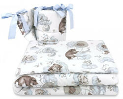 Baby Shop 3 részes ágynemű garnitúra - Felhőn alvó állatok kék - babastar