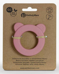 P&M Beary Szilikon rágóka csörgővel Dusty Rose 0m+