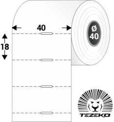Tezeko Polccímke 40 mm * 18 mm-es, perforált, termál, vezérlőlyukkal (1000 db/tekercs) (T0400001800-001)
