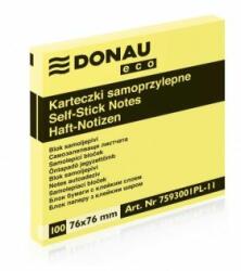 DONAU Eco Bilet autoadeziv Donau Eco galben 76x76mm
