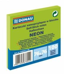 DONAU Blocnotes DONAU 76 x 76 mm, verde neon, 100 de coli