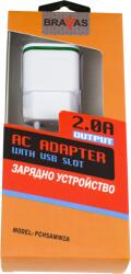 Bravas Зарядно устройство bravas usb за стена 5v-2, 1a/1a led, сертифицирано