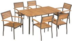 vidaXL Set mobilier de exterior, 7 piese, lemn masiv acacia și oțel 44231