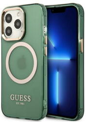 GUESS Husa Guess GUHMP13LHTCMA iPhone 13 Pro / 13 6.1" green/khaki hard case Gold Outline Translucent MagSafe - pcone