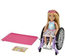 Mattel Barbie, Chelsea pe scaun cu rotile, par blond, papusa cu accesorii