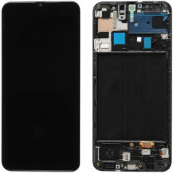 Samsung Galaxy A50s LCD+érintőpanel kerettel, fekete, gyári, SM-A507