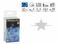 40 LEDes fényfűzér ezüstdrót csillagok fehér AX8715210