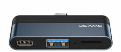 USAMS Hub Type-C OTG USAMS la USB, Type-C, MicroSD, 60W, gri, US-SJ491