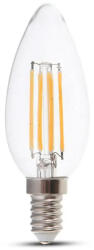 V-TAC Bec LED 6W cu Filament E14, Transparent, Lumânare, 2700K (11883-)